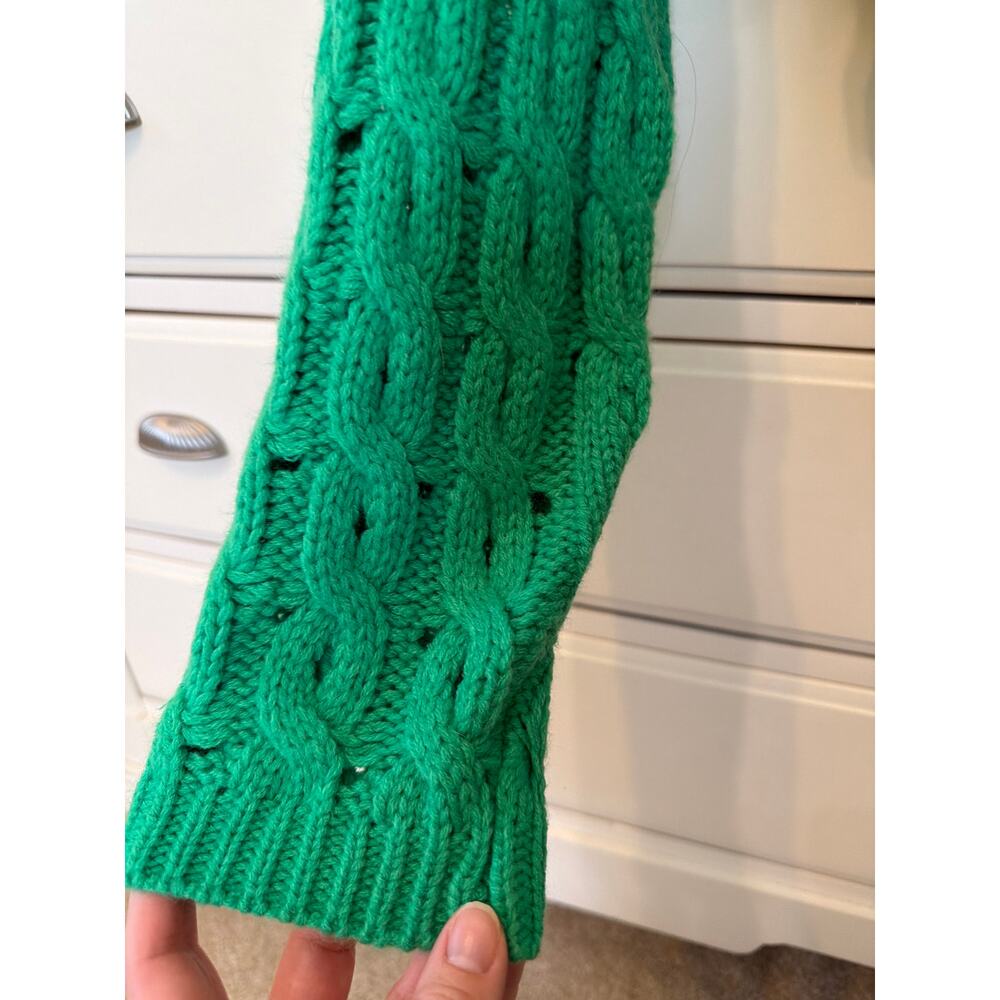 &merci Kelly Green Cropped Cable Knit Sweater Women's Medium Twee Open Stitch - Picture 7 of 7